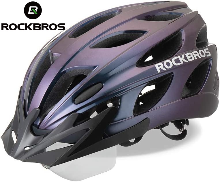 ROCKBROS Cyklistická přilba s magnetickými brýlemi TT-16 (gradient-purple)