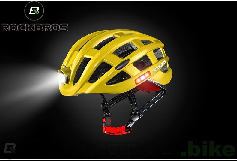ROCKBROS Cyklistická přilba s předním, bočním a zadním světlem (yellow) ZN1001-Y